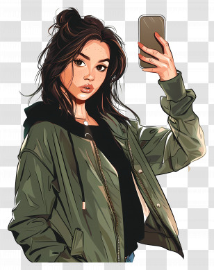 Woman Taking Selfie - Girl Taking Selfie With Phone Transparent PNG