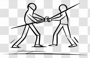 Stick Figure Fighting - Stick Figures Fighting With Poles Transparent PNG