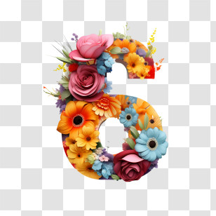 Number 6 Flower - Floral Number 6 Decoration Transparent PNG