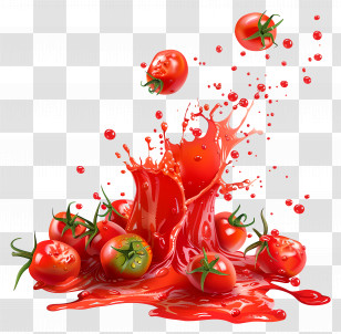 Splash Tomato Sauce - Fresh Tomato Splash With Juicy Tomatoes Transparent PNG