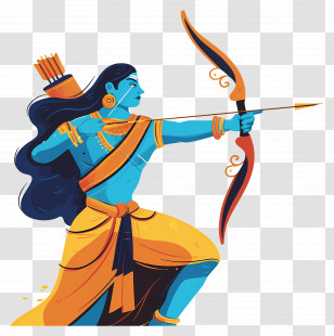 Dussehra - Archer With Bow And Arrow Illustration Transparent PNG