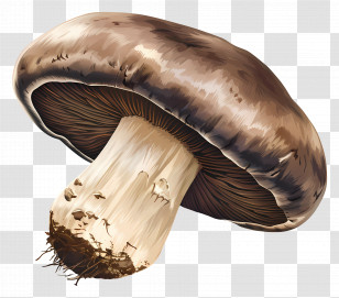 Portobello Mushroom - Detailed Realistic Mushroom Illustration Transparent PNG