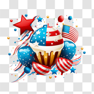 Fourth Of July
 - Festive Cupcake With American Flag Theme Transparent PNG
