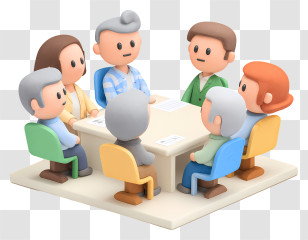 Office Business Meeting - Meeting Table With Cartoon Characters Transparent PNG