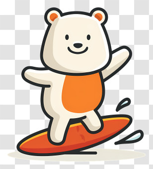 Cute Bear Surfing - Cute Bear Surfing On A Board Transparent PNG