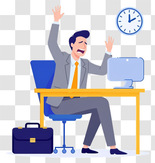 Businessman Feeling Tired - Stressed Office Worker At Desk Transparent PNG