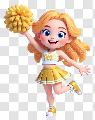 Cute Cartoon Cheerleader Girl - Cheerful Blonde Cheerleader Transparent PNG