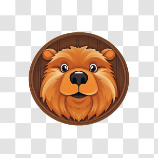 Beaver - Cute Brown Bear In Round Frame Transparent PNG