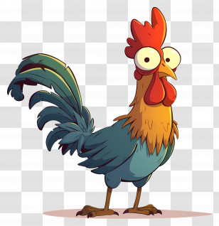 Cartoon Rooster - Humorous Cartoon Rooster Illustration Transparent PNG