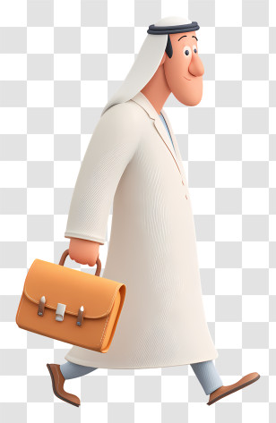 Arab Businessman Going To Work - Man In Traditional Clothing With Briefcase Transparent PNG