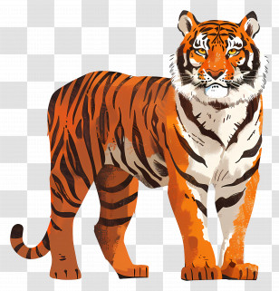Tiger - Realistic Tiger Illustration In Wild Style Transparent PNG