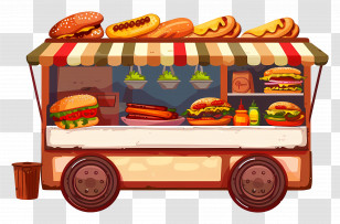 Street Food - Street Food Truck With Burgers And Hotdogs Transparent PNG