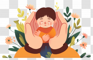 World Autism Day - Crying Child In Comforting Hands Transparent PNG