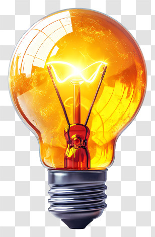 Light Bulb - Yellow Glass Light Bulb Close-Up Transparent PNG