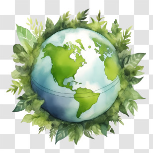 Green Planet - Earth Globe Surrounded By Greenery Transparent PNG