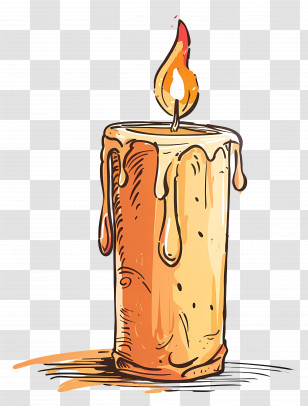 Candle - Burning Candle With Melting Wax Transparent PNG