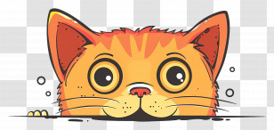 Peeking Cat - Orange Cartoon Cat Illustration Transparent PNG