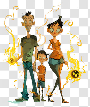 Cartoon Family - Cartoon Family With Superpowers Transparent PNG