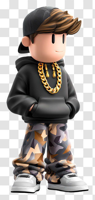 Roblox Render - Stylish Urban Character With Camo Pants Transparent PNG