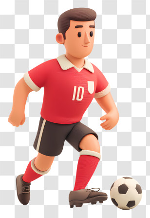 Soccer Player And Football - Cartoon Soccer Player With Ball Transparent PNG