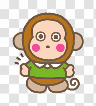Osarunomonkichi - Cute Monkey Cartoon Character Design Transparent PNG
