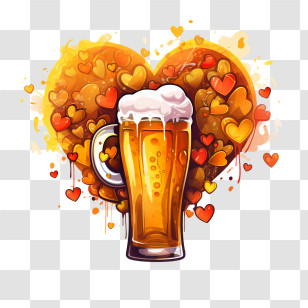Beer Lovers Day - Beer Mug With Heart Background Transparent PNG