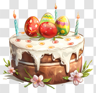 Easter Day Cake - Easter Cake With Eggs And Candles Transparent PNG