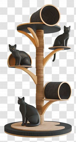Cat Tree - Cat Tree With Black Cats Transparent PNG