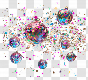 Confetti Ball Ornaments - Colorful Festive Ornaments Transparent PNG