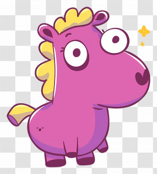 Cartoon Horse - Purple Cartoon Horse With Big Eyes Transparent PNG