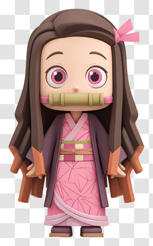 Nezuko Kamado - Sweet Girl In Pink Kimono Transparent PNG