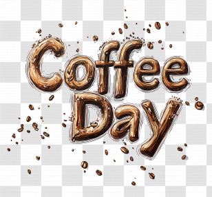 Coffee Day - Coffee Day Text With Coffee Beans Graphic Transparent PNG