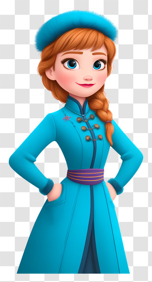 Frozen Anna - Cartoon Woman In Blue Coat Transparent PNG