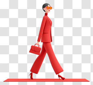 Walking On Red Carpet - Red Fashion Model On Runway Transparent PNG