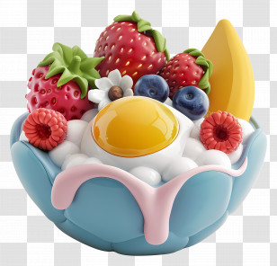 Breakfast Bowl - Fruit Bowl With Berries And Yogurt Transparent PNG