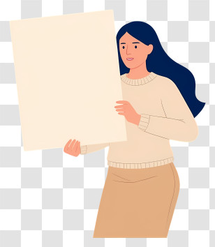 Woman Holding Blank Placard - Woman With Blank Sign Transparent PNG