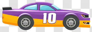 Cartoon Race Car - Purple And Yellow Race Car Transparent PNG