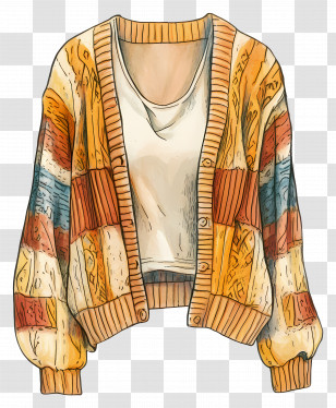 Cardigan - Colorful Cardigan For Cozy Days Transparent PNG