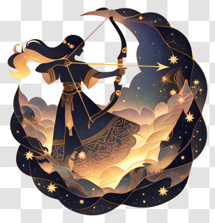 Sagittarius Zodiac - Archer Silhouette With Starry Background Transparent PNG