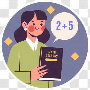 Cartoon Teacher - Math Teacher Holding A Book Transparent PNG