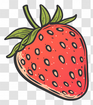 Strawberry - Vibrant Strawberry Cartoon Illustration Transparent PNG