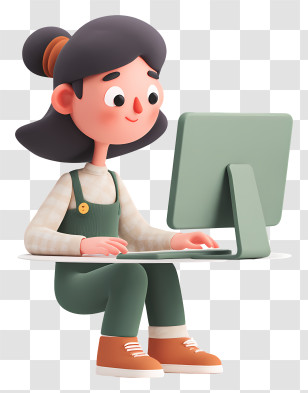 Girl Using Monitor - Person Working On Computer Transparent PNG