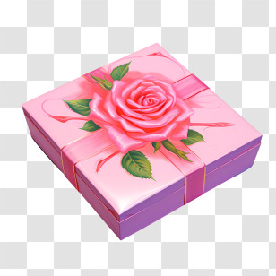 Pink Gift Box - Beautiful Pink Gift Box With Rose Decoration Transparent PNG