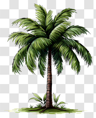 Coconut Tree - Tropical Green Palm Tree Illustration Transparent PNG