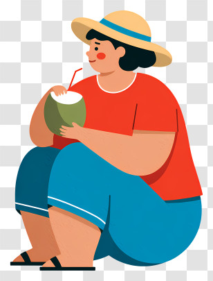 Woman Sipping Coconut Water - Person Enjoying Coconut Drink Transparent PNG