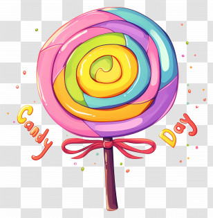 National Candy Day - Colorful Swirled Lollipop For Candy Day Celebration Transparent PNG