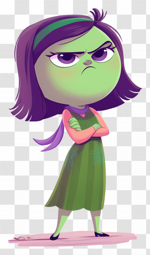 Disgust - Angry Green Cartoon Character Transparent PNG