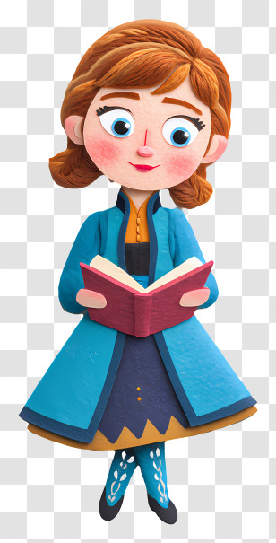 Frozen Anna Reading Book - Girl Reading Book Transparent PNG