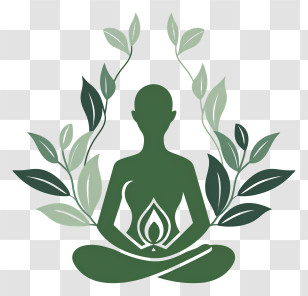 Garden Meditation Day - Green Silhouette Meditating With Plants Transparent PNG