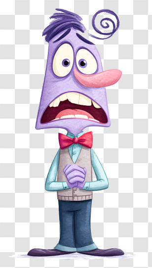Fear Inside Out - Nervous Purple Cartoon Character Transparent PNG